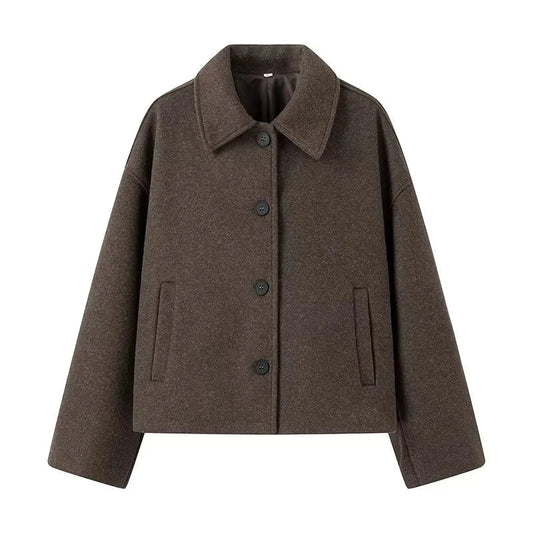 Eleganter Wollmantel Boxy Schnitt Knöpfe - IdealeKleiden