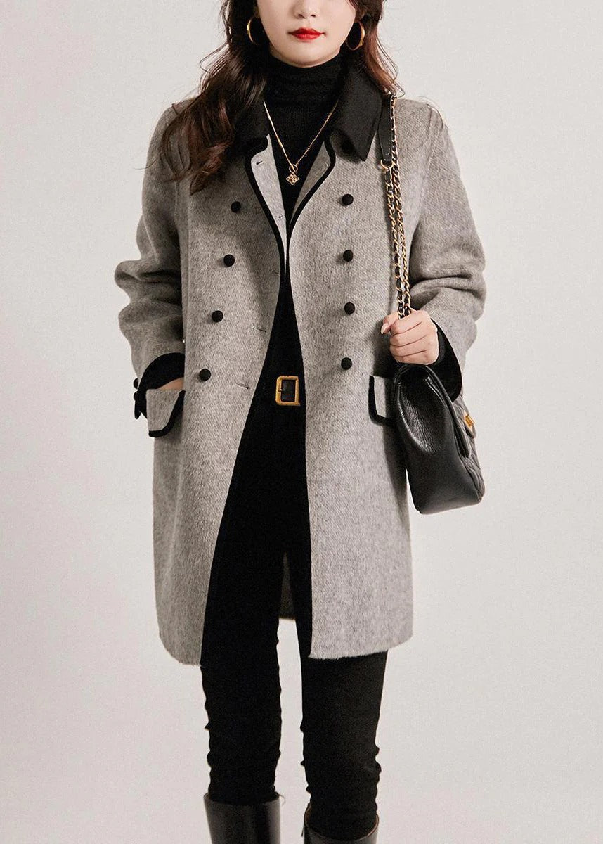 Trench-coat élégant Laine Sur mesure Double boutonnage