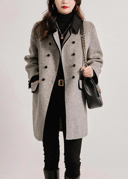 Trench-coat élégant Laine Sur mesure Double boutonnage