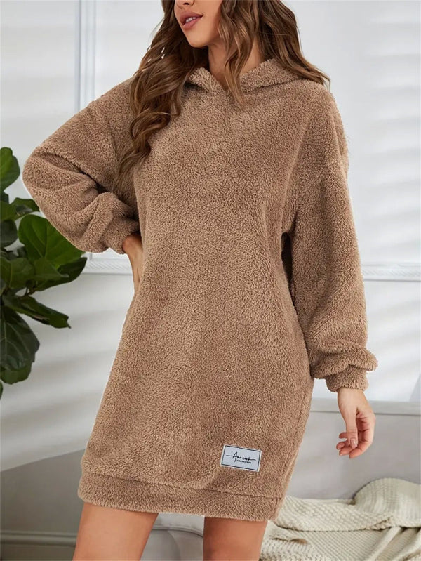 Robe sweat Teddy oversize à capuche