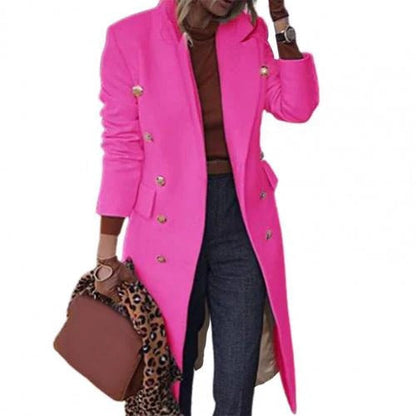 Manteau en laine élégant pour femme, coupe ajustée, longueur genou