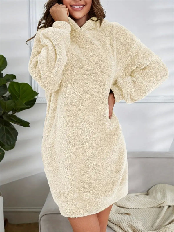 Robe sweat Teddy oversize à capuche
