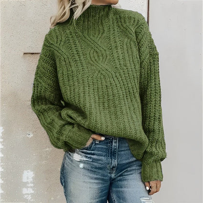 Pull en tricot torsadé doux et confortable en laine mélangée grande taille avec manches raglan