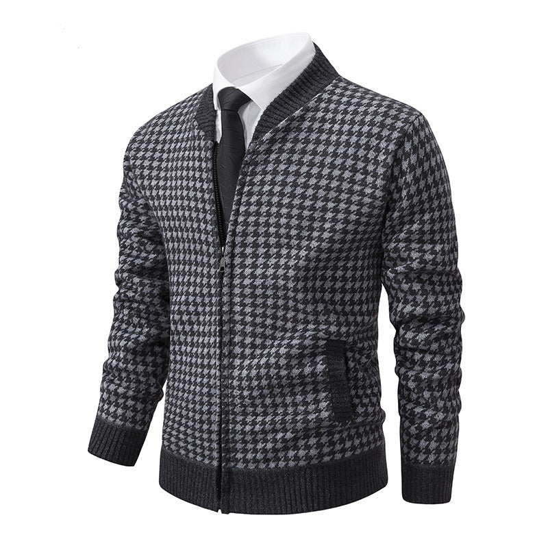 Cardigan homme motif pied-de-poule tendance