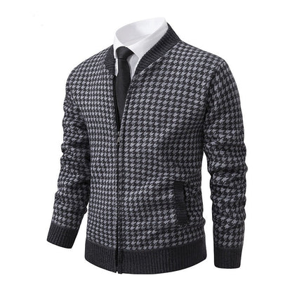 Cardigan homme motif pied-de-poule tendance