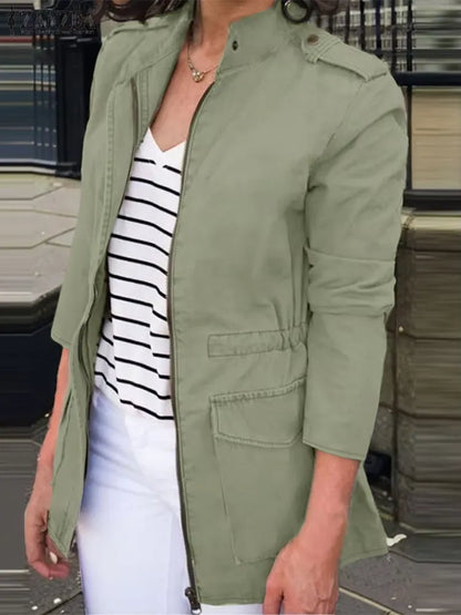Veste cargo confortable coupe décontractée coton fermeture éclair