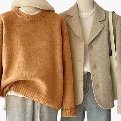 Ensemble rétro japonais - pull en maille et blazer