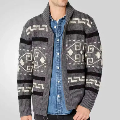Cardigan moderne pour homme en laine avec fermeture éclair