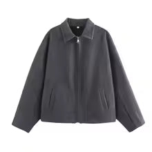 Veste en laine décontractée Coupe ample Fermeture éclair