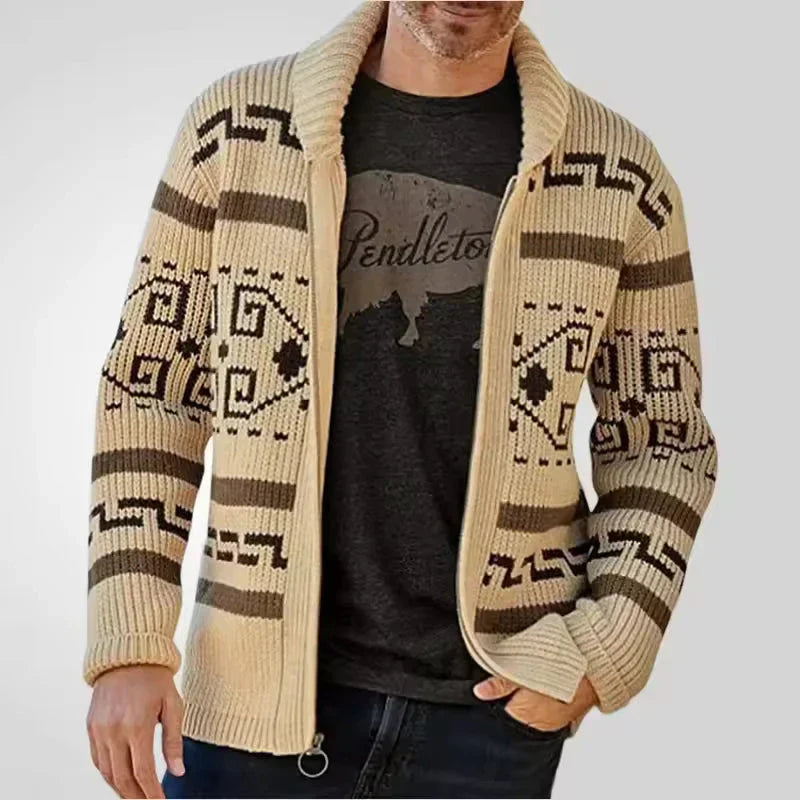 Cardigan moderne pour homme en laine avec fermeture éclair