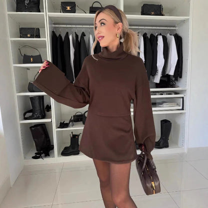 Vêtements confortables Grande taille Robe en coton doux Col montant Décontracté