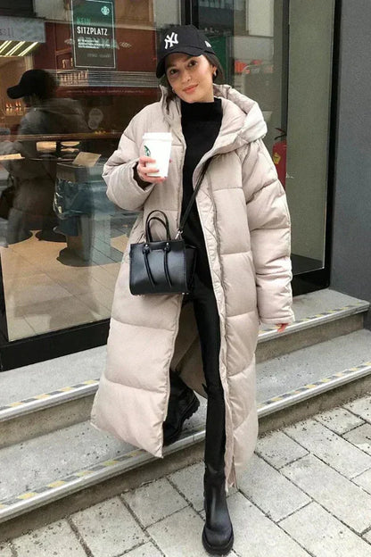 Veste d'hiver ample à capuche chaude et isolée