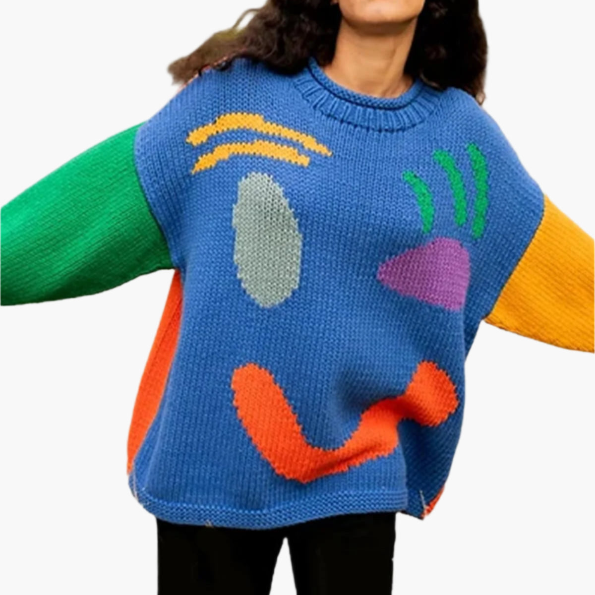 Pull tricoté artistique Confortable Abstrait