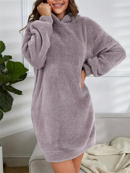 Robe sweat Teddy oversize à capuche