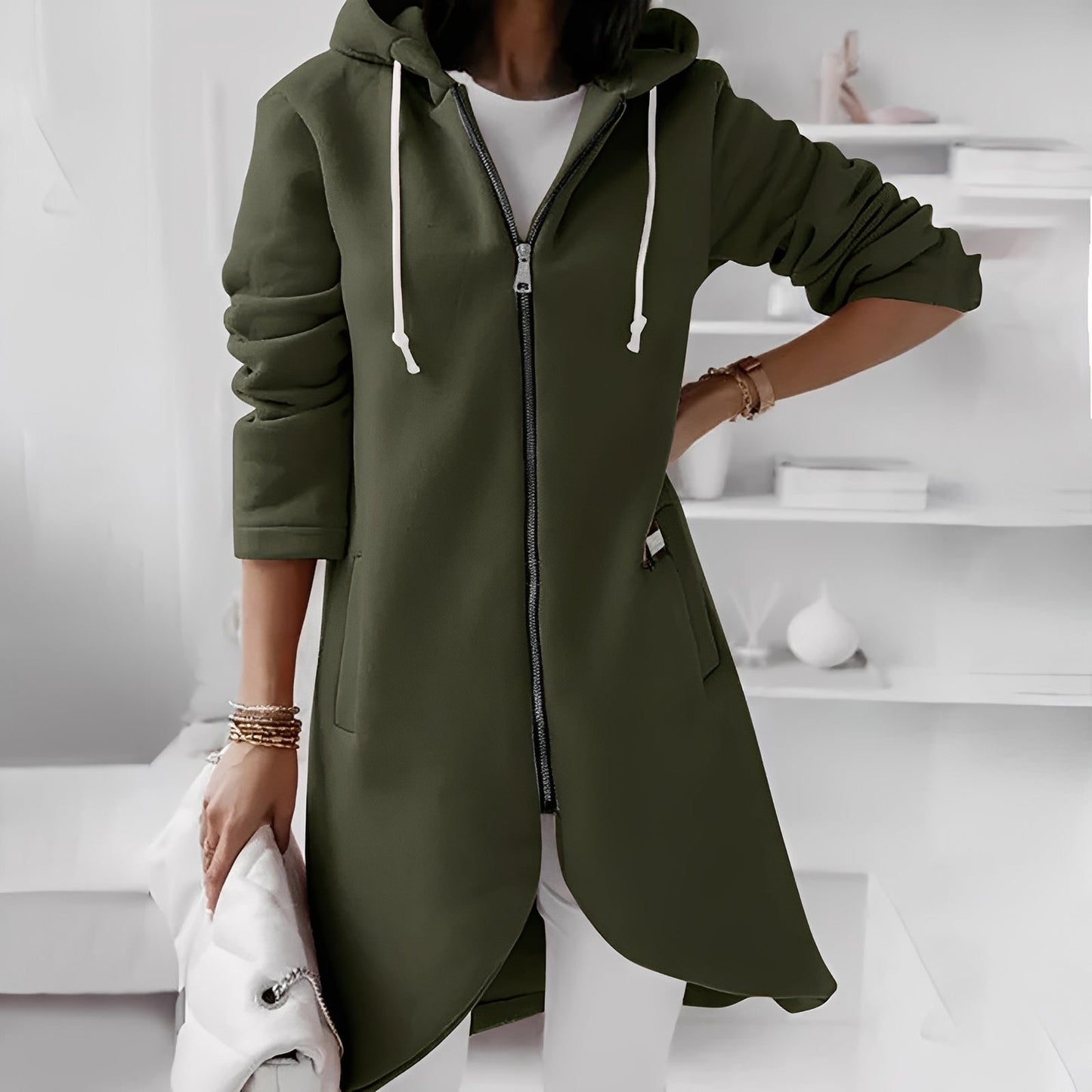 Veste longue à capuche pour femme Confortable et stylée