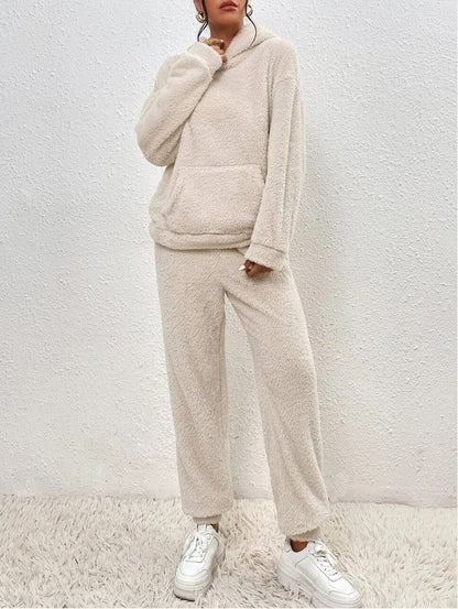 Ensemble de survêtement confortable en polaire Teddy à capuche