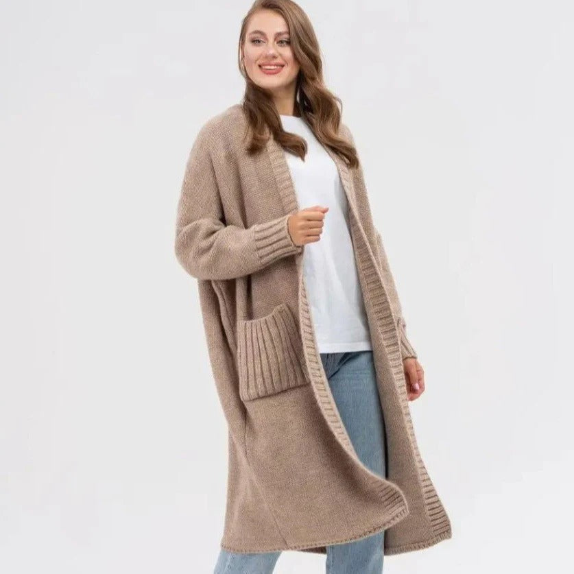 Grand cardigan Grande Taille Laine Long avec Poches XXL