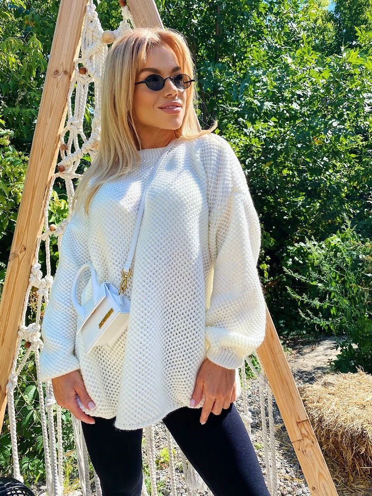 Pull en tricot oversize à col rond