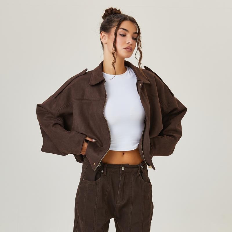Élégante veste en cuir style bomber