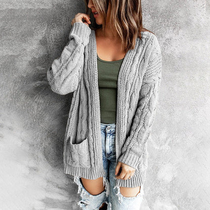 Veste en laine confortable pour femme avec poches