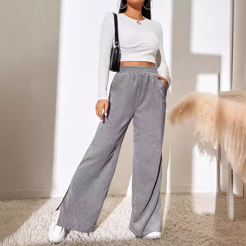 Pantalon en velours côtelé large de haute qualité élastique confort