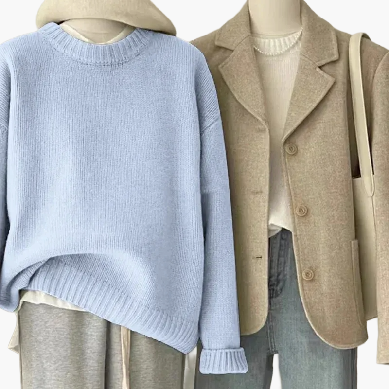 Ensemble rétro japonais - pull en maille et blazer