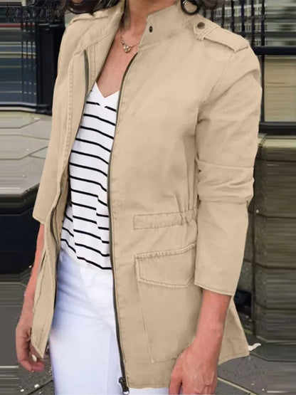 Veste cargo confortable en coton zippée