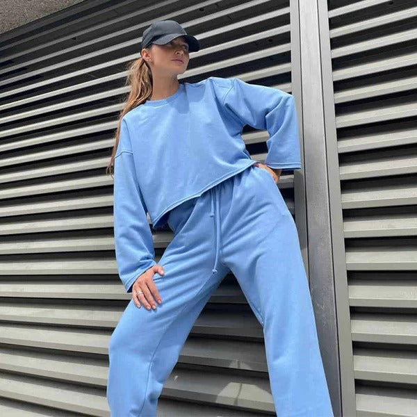 Ensemble d'entraînement confortable : T-shirt à manches longues et pantalon de jogging