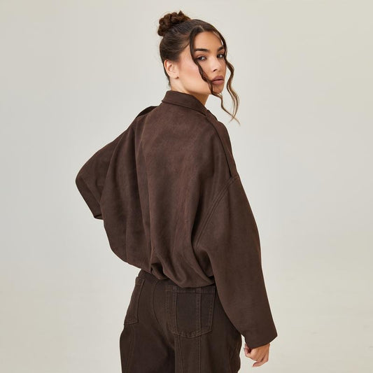 Elegante Lederjacke Bomber Style - IdealeKleiden