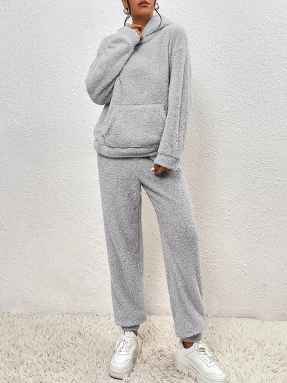 Ensemble de survêtement confortable en polaire Teddy à capuche