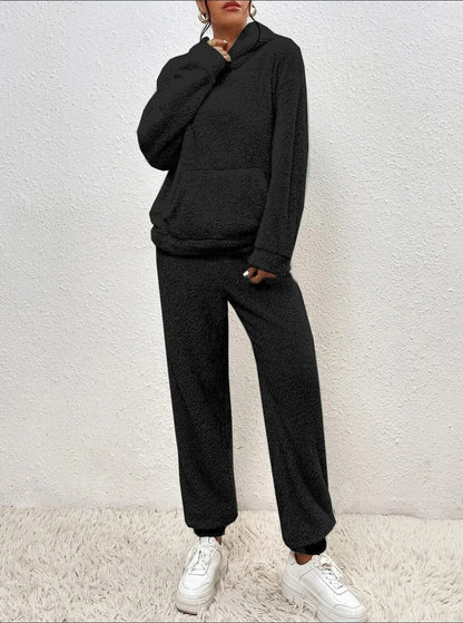 Ensemble de survêtement confortable en polaire Teddy à capuche