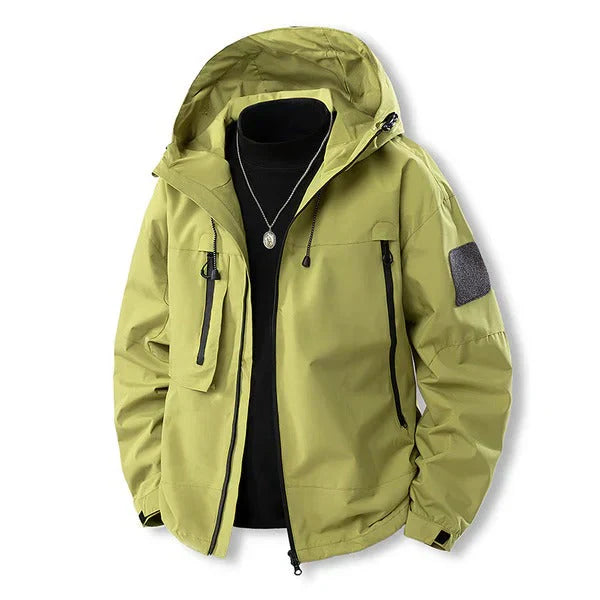 Veste d'extérieur imperméable à capuche et poches zippées
