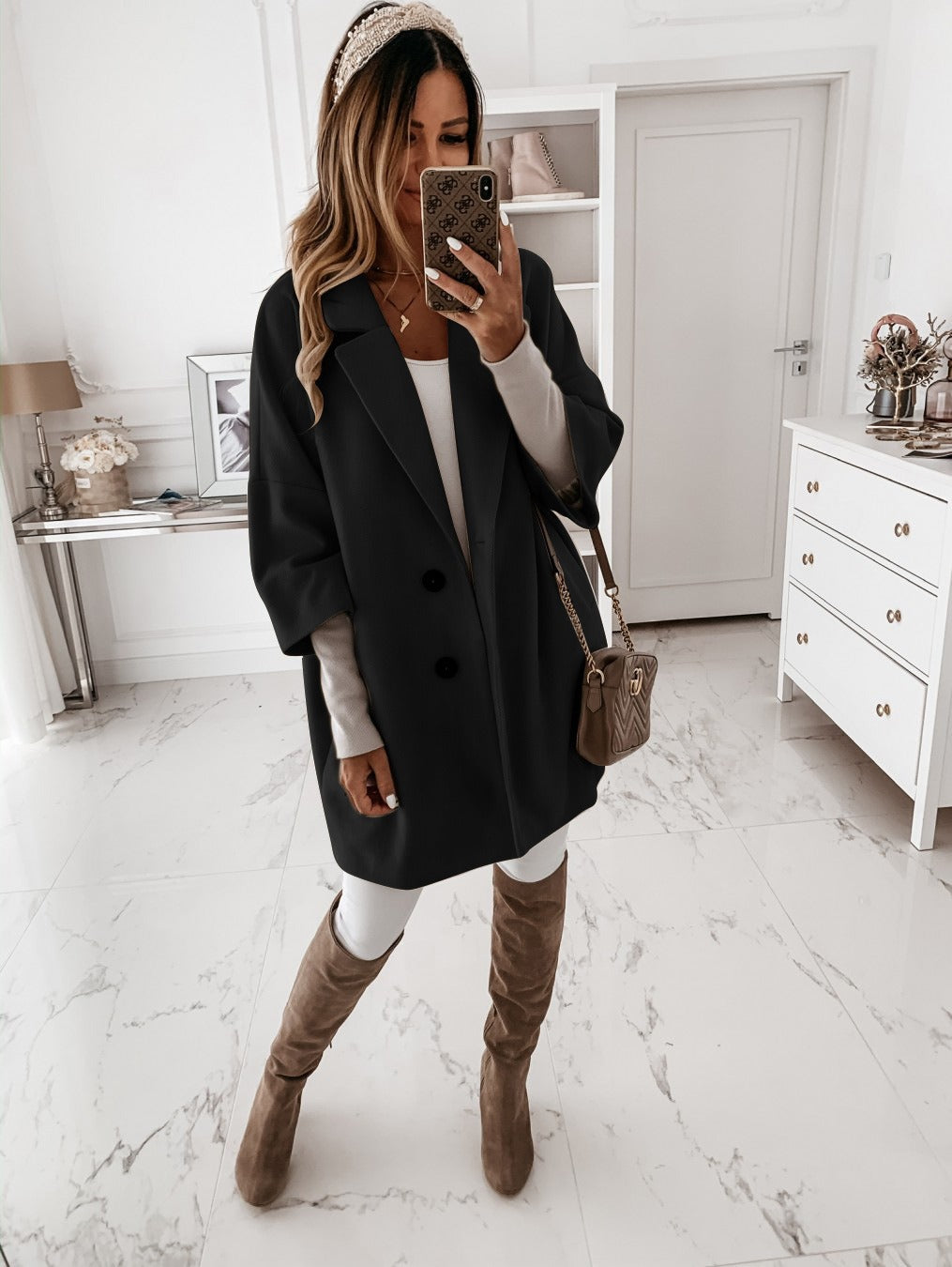 Mantel Damen Oversized Wollmantel Klassisch - IdealeKleiden