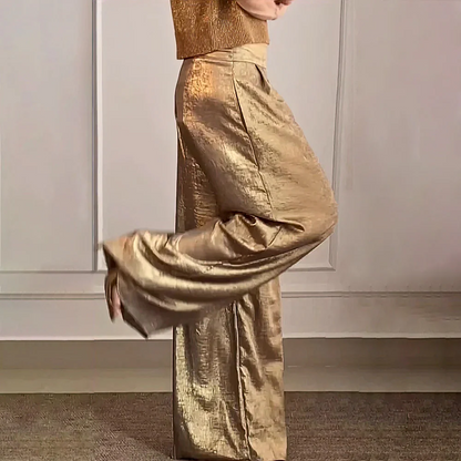 Elegante Maxikleid Hohe Taille Seidig Leicht - IdealeKleiden