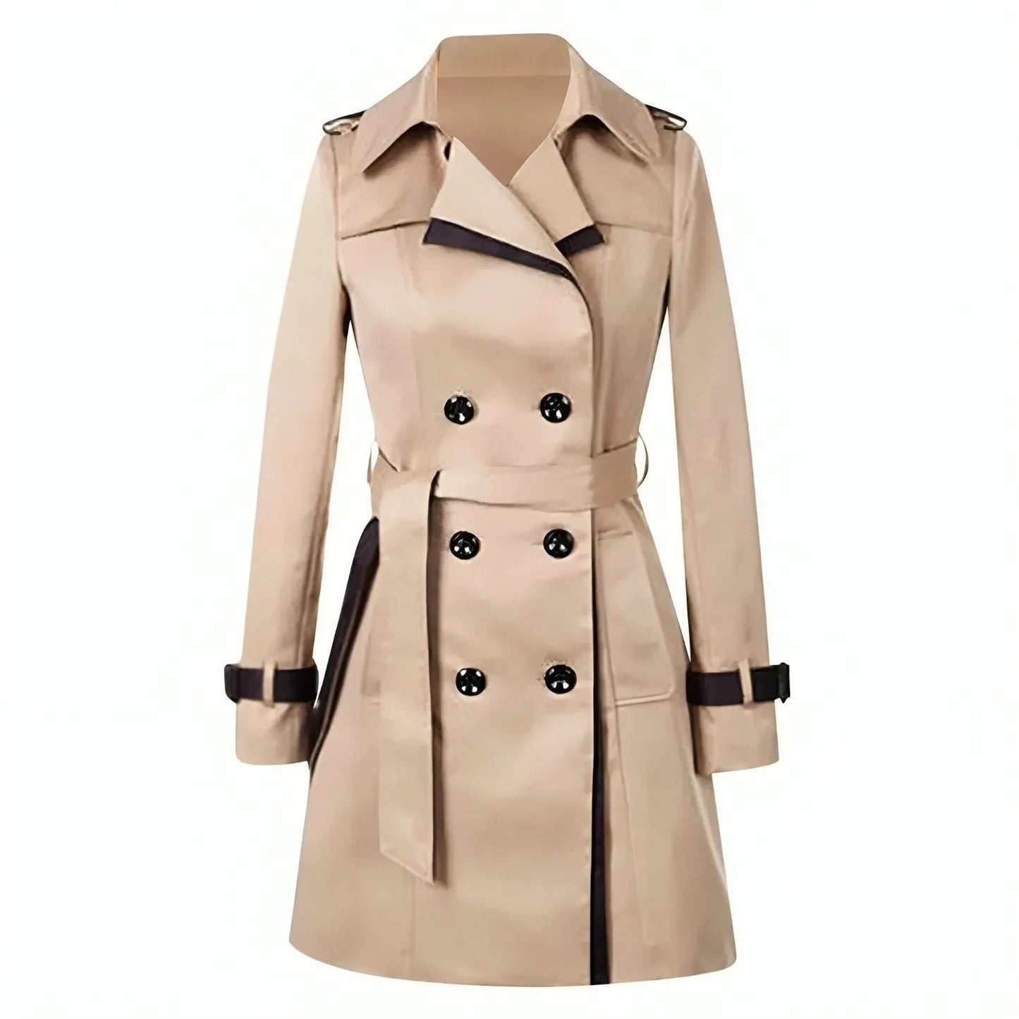 Trenchcoat Damen Elegant Taillierte Passform Gürtel - IdealeKleiden