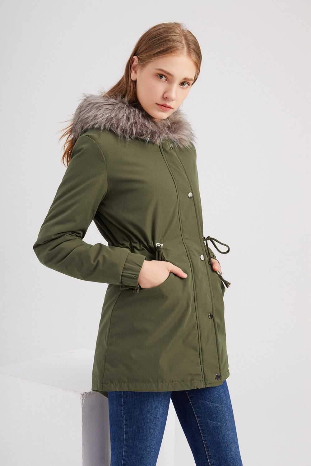 Parka chaud mi-long pour femme