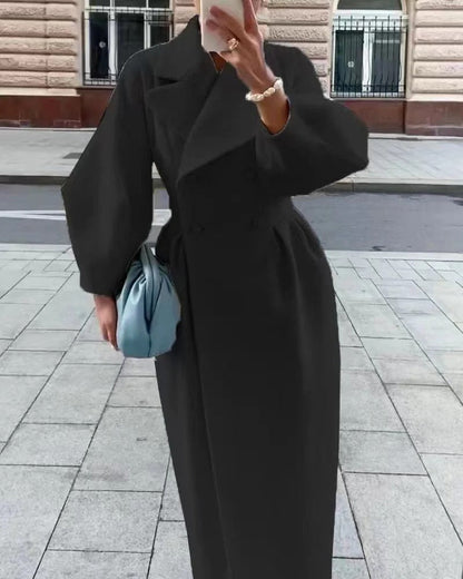 Trench-coat en laine mélangée pour femme, coupe cintrée évasée, avec ceinture