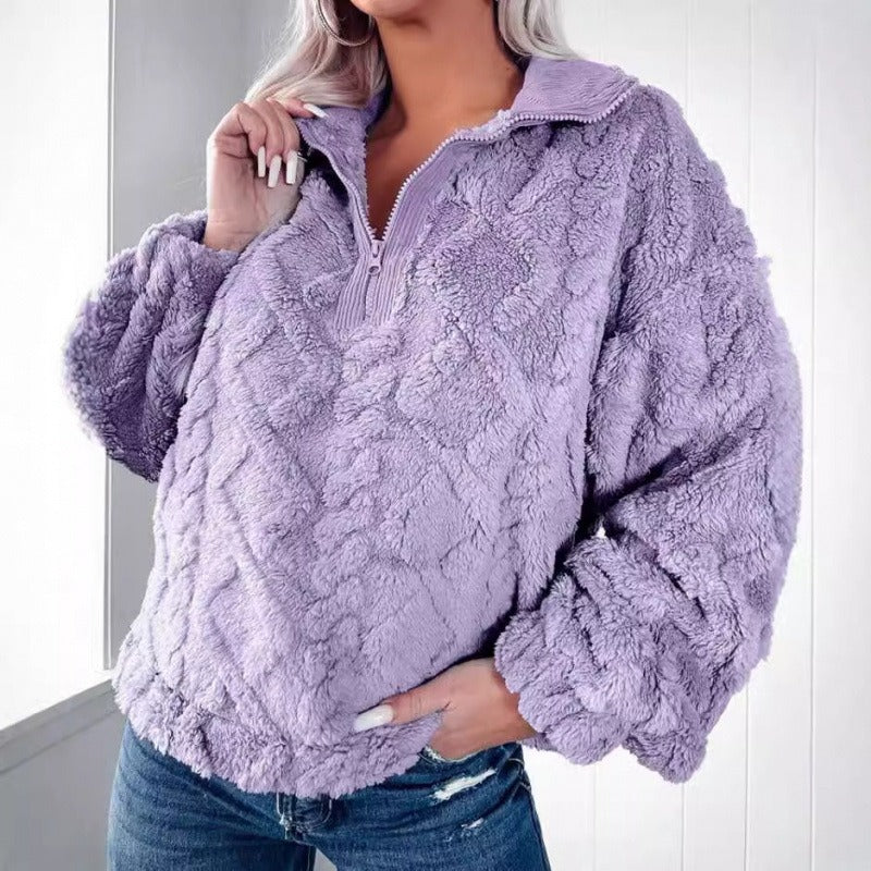 Pull polaire oversize col montant