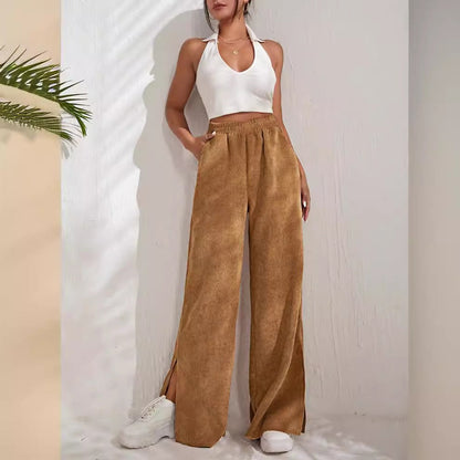 Pantalon en velours côtelé large de haute qualité élastique confort
