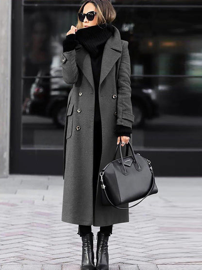 Élégant manteau en laine pour femme, ajusté