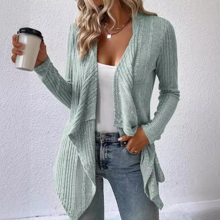 Cardigan confortable en laine mélangée coupe décontractée