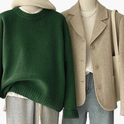 Ensemble rétro japonais - pull en maille et blazer