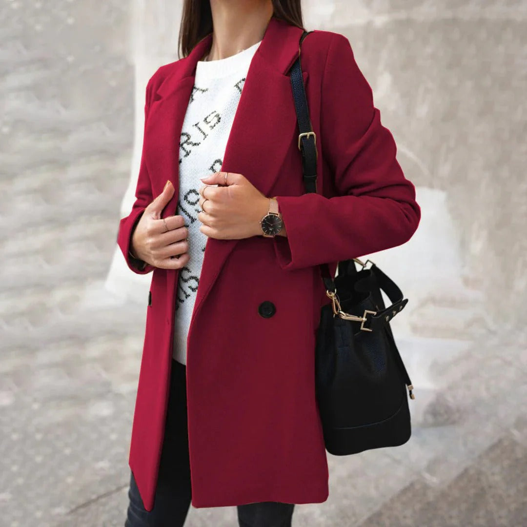 Manteau long femme mélange laine Coupe ajustée