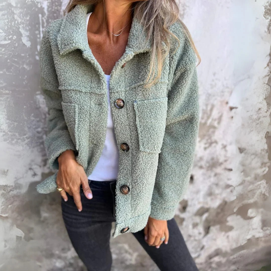 Veste d'hiver décontractée Grandes poches Aspect coton