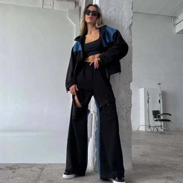 Ensemble lounge douillet : Robe courte à capuche et pantalon large
