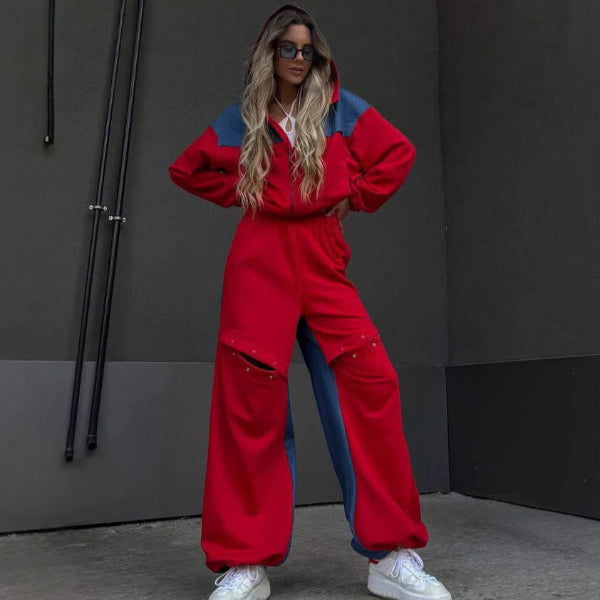 Ensemble lounge douillet : Robe courte à capuche et pantalon large