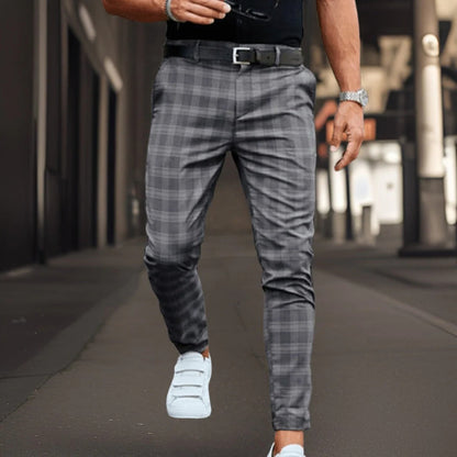 Pantalon Chino Slim Fit à Carreaux Élégant