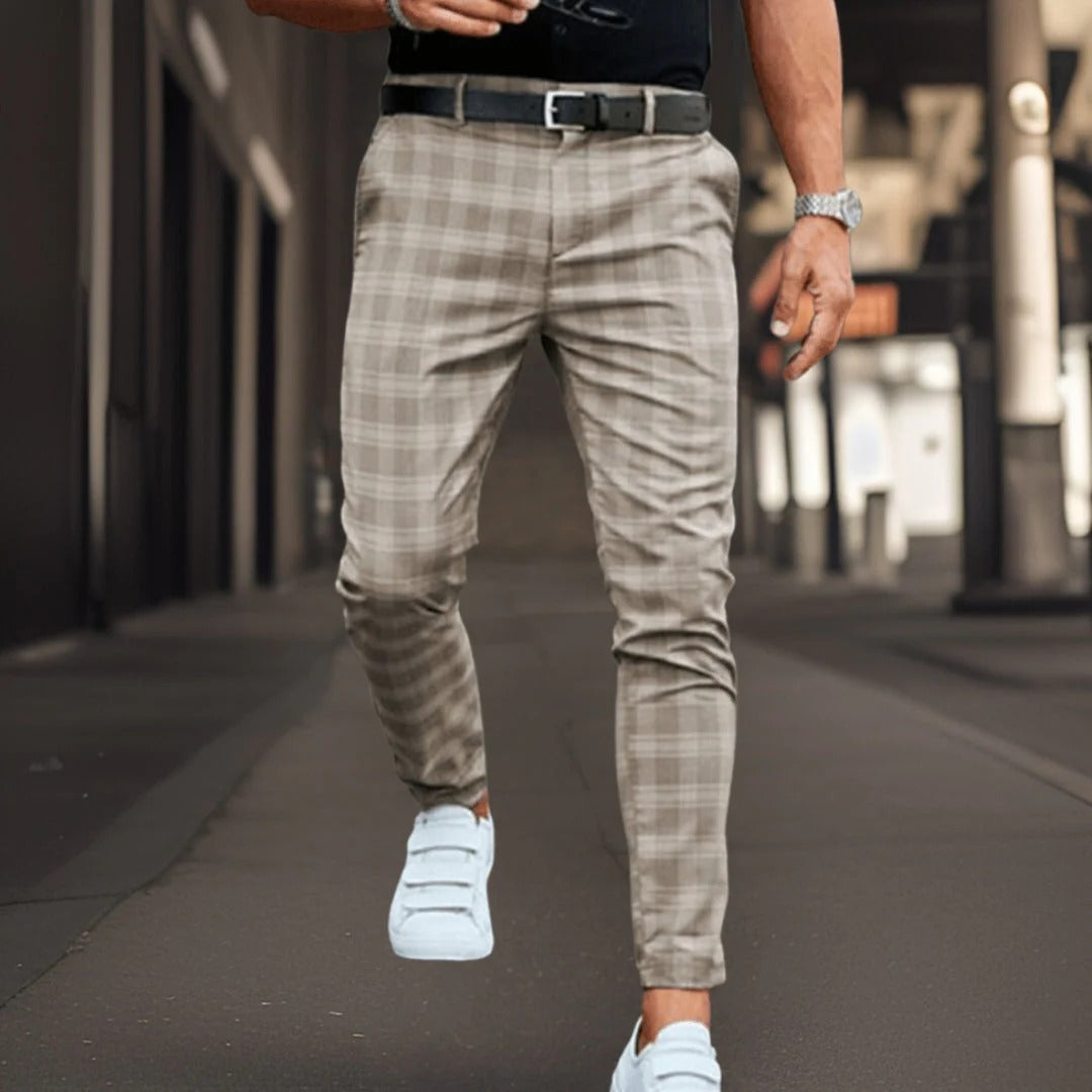 Pantalon Chino Slim Fit à Carreaux Élégant