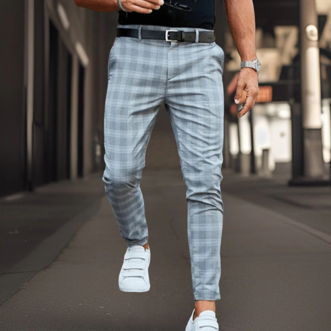 Pantalon Chino Slim Fit à Carreaux Élégant