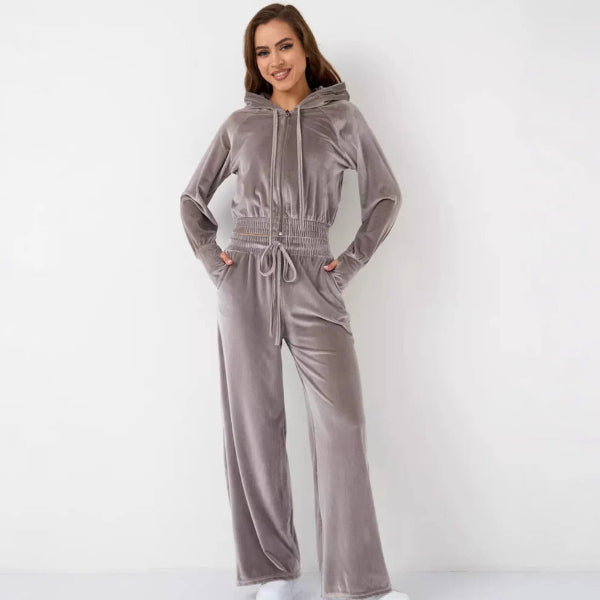 Ensemble douillet en polaire : sweat à capuche et pantalon de jogging confortables